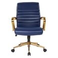 thumbnail image 3 of Mid-Back Navy Faux Leather Chair with Gold Finish Arms and Base K/D, 3 of 7
