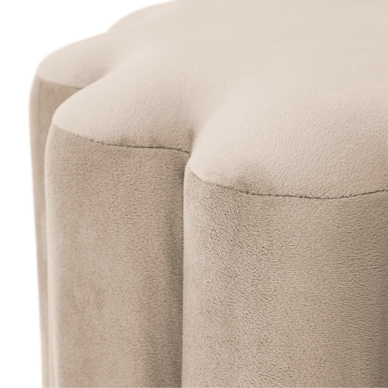 Better Homes & Gardens Lillian Velvet Tufted Ottoman, Beige photo 2