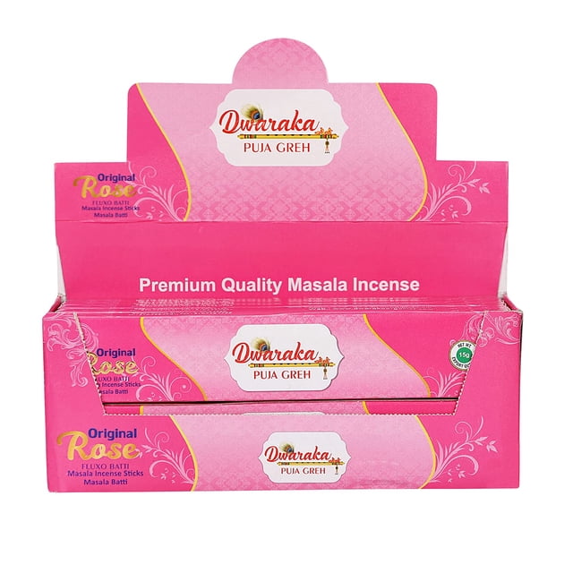 Palitos de Incienso Dwaraka de Rosa con Aceite 100% Orgánico - 100 Unidades