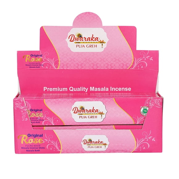 Palitos de Incienso Dwaraka de Rosa con Aceite 100% Orgánico - 100 Unidades