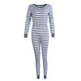 thumbnail image 1 of SUNSIOM Combinaison Décontractée Slim pour Femmes, Col Boutonné Manches Longues Justaucorps Rayé, 1 of 6