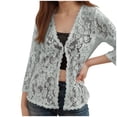 thumbnail image 3 of CAIXIA Women Crochet Shrug Sweater Tie Front Knit Bolero Shrug for Dress Cropped Cardigan, 3 of 6