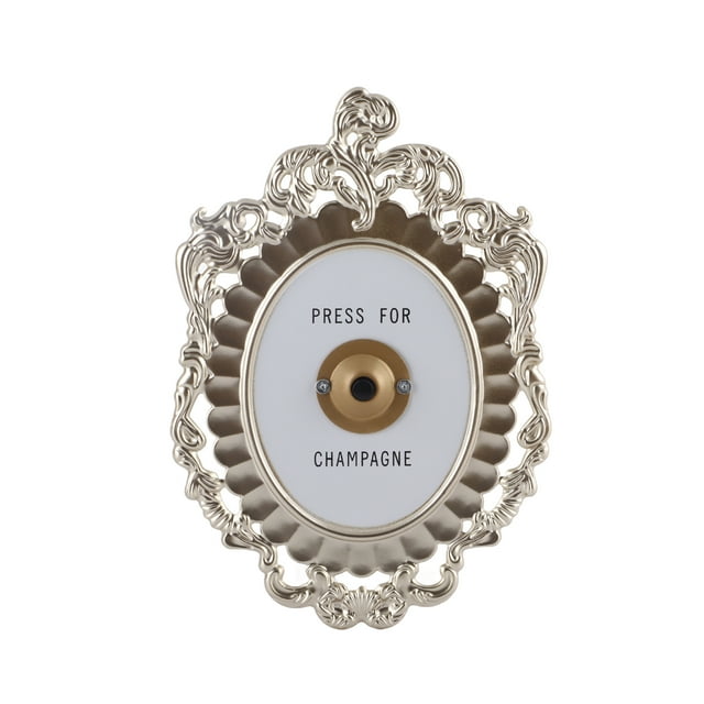 Timbre de puerta vintage con champán y vino para Halloween, decoración creativa de mesa.