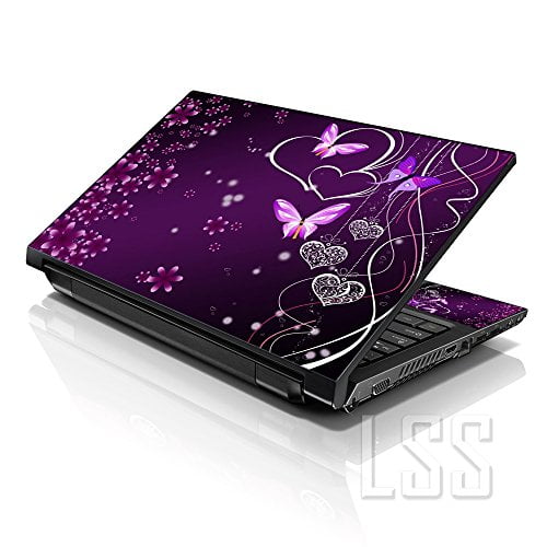 LSS Peau d'Ordinateur Portable Motif Coloré Purple Heart Butterfly Convient à 16,5 Pouces 17 Pouces 17,3 Pouces