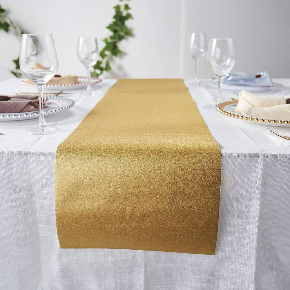 Efavormart 9Ft Gold Glitter Paper Table Runner Roll, Disposable Table Runner for Morden Stylish ...