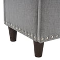 thumbnail image 3 of 31.5-inch PU Storage Bed Stool with Delicate Copper Nails, Comfortable Upholstered Footstool with Pretty Solid Wood Legs for Living Room Bedroom Apartment, Light Gray, 3 of 9