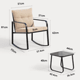 thumbnail image 2 of Zocalo Juego de bistró mecedor de 3 piezas, muebles de patio de acero negro, sillas de porche con mesa de centro de vidrio y cojín de respaldo, para balcón, jardín, terraza y patio,amarillo, 2 of 7