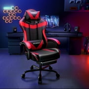 Gaming Chair, Seenda Video Game Chair with Footrest and Lumbar Support, Ergonomic Computer Chair Height Adjustable with Swivel Seat and Headrest, Red