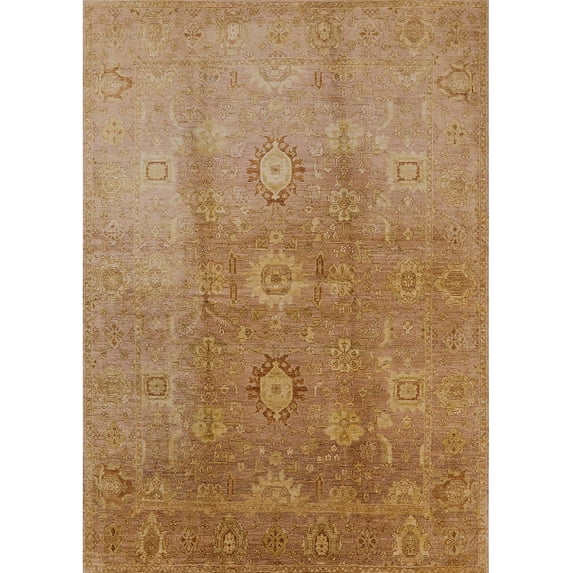 Ahgly Company Indoor Rectangle Mid-Century Modern Brown Sand Brown Oriental Area Rugs, 6' x 9'