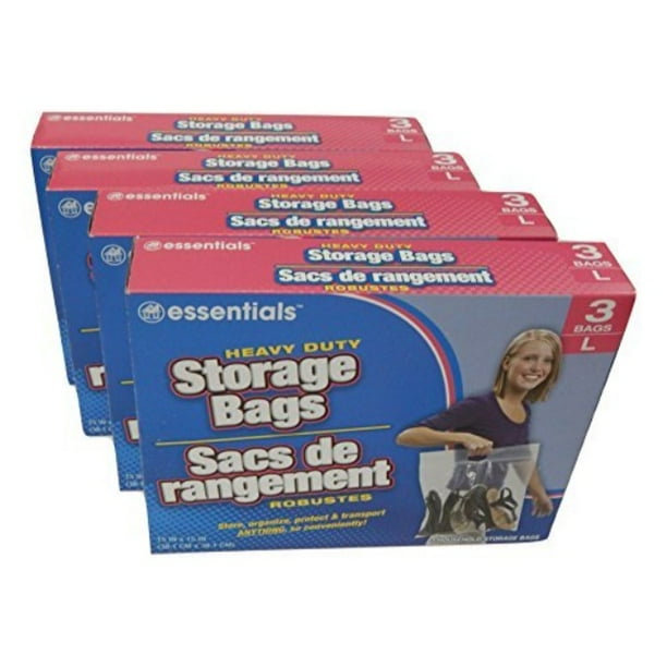 essentials(tm) heavy duty clear plastic storage bags w/ ziplock