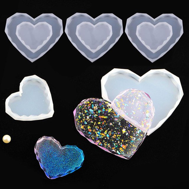 3x 2 Unids / Set Grande Y Pequeño Corazón de Fundición de Moldes de Silicona Molde de Resina Joyería Que Hace El Arte de Bricolaje Soledad Posavasos de silicona