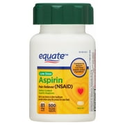 Equate Safety Coated Low Dose Aspirin Tablets for Pain Relief, 81mg, 500 Count