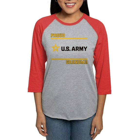 CafePress - Proud Army Grandma Black And Gold Long Sleeve T Shirt - Womens Baseball Tee