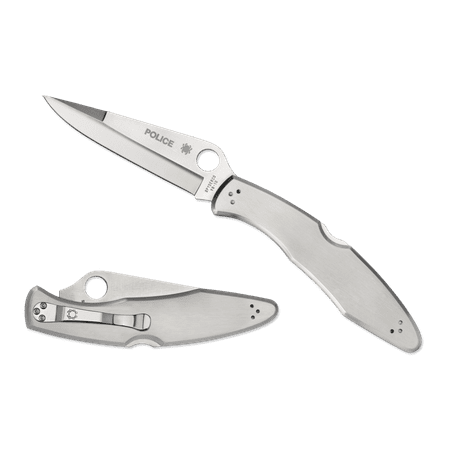 Spyderco Police Folding Knife 4.125 Drop Point VG-10 Stainless Steel Blade Stainless Steel Handle