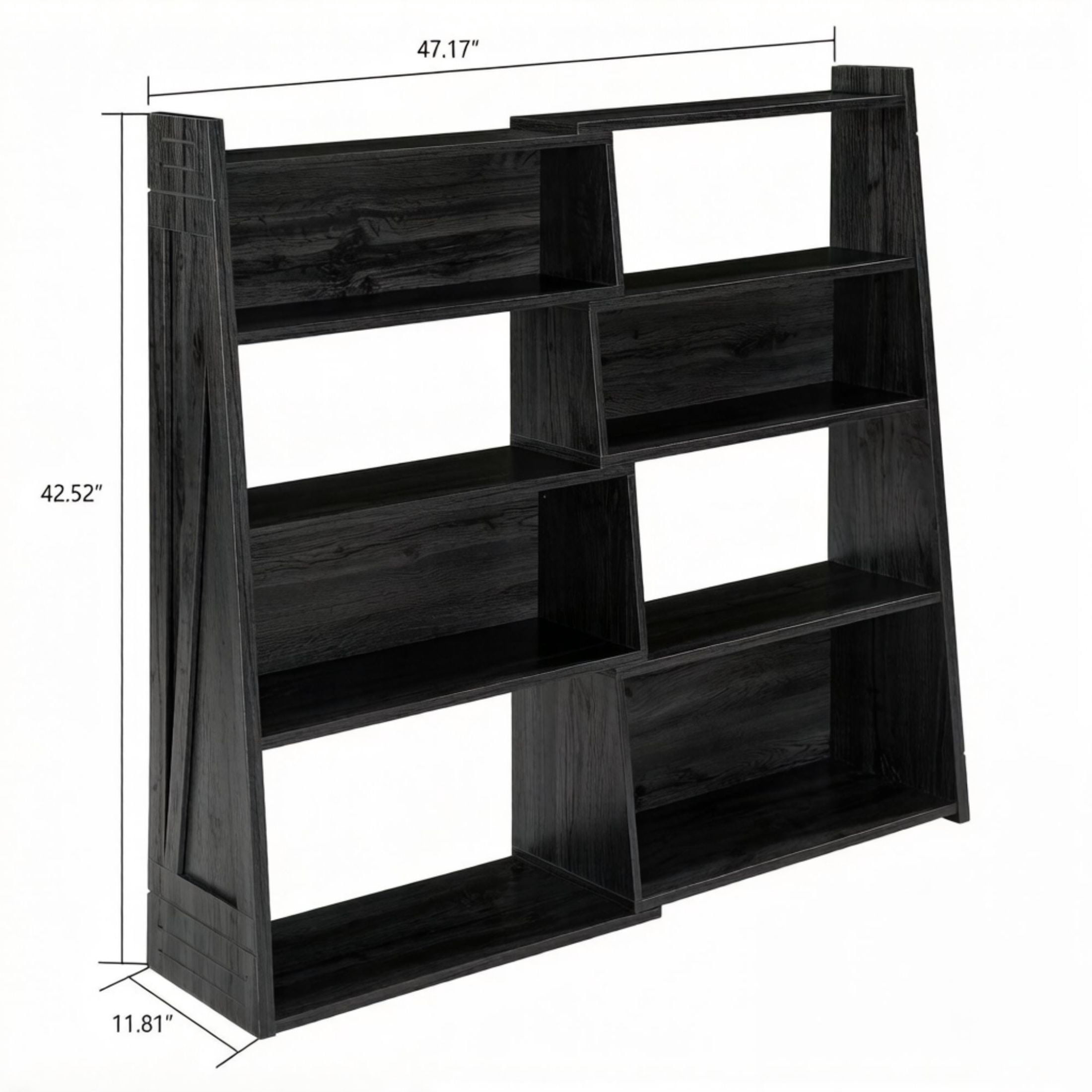 GDF Studio 47.17" Expandable 4-Tier L-Shaped Bookshelf, Adjustable 2-Piece Storage Rack, Black