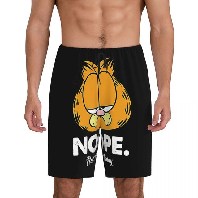 Custom Print Men Manga Garfields Cartoon Anime Cat Pattern Pajama Bottoms Sleepwear Pjs Sleep Shorts with Pockets