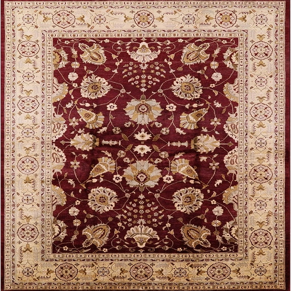 Ahgly Company Machine Washable Indoor Square Industrial Modern Light Salmon Pink Area Rugs, 5' Square