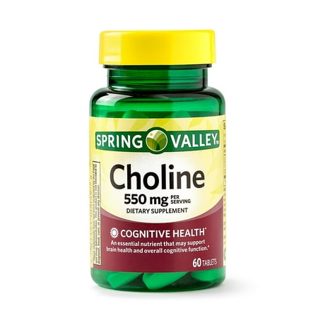 Spring Valley Choline Tablets, 550 mg, 60 Ct (Best Form Of Choline Supplement)