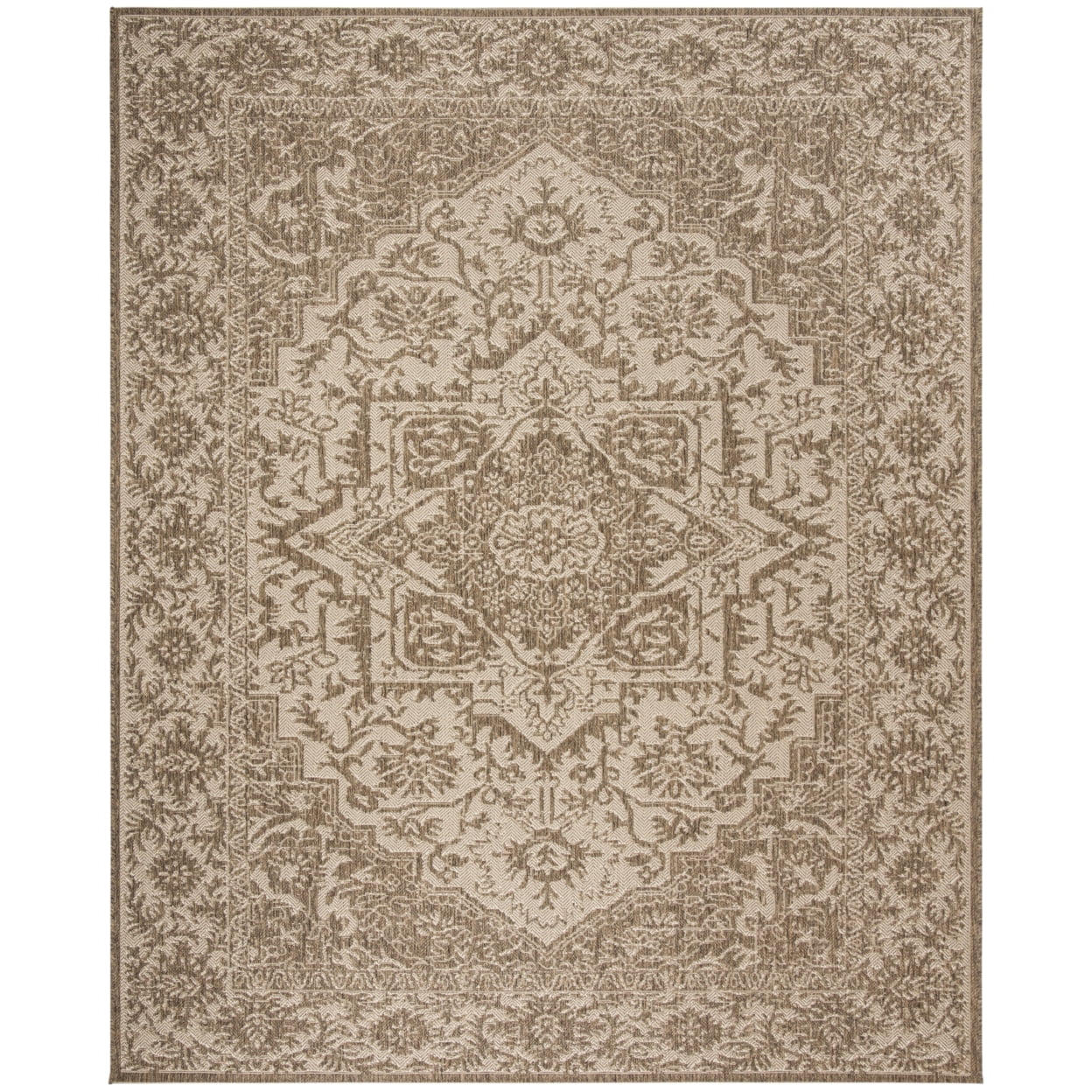 SAFAVIEH Beach House Kestrel Medallion Indoor/Outdoor Area Rug, Cream/Beige, 5'3" x 7'6"