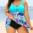 thumbnail image 2 of Traje de Baño de Gran Tamaño de las Mujeres, Estampado Floral de Moda Plisado Arco una Pieza con División para la Playa Y las Vacaciones, Conjunto de Traje de Baño de Ajuste Suelto, 2 of 4