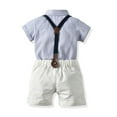 thumbnail image 5 of Baby Boys Gifts Toddler Baby Boys Fashion Short Sleeve Stripe Blouse Tie Solid Color Overalls Gentleman's Suit Going Out Outfits for Girls, 5 of 9