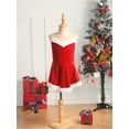 thumbnail image 5 of YONGHS Kids Girl Christmas Velvet Santa Claus Dress with Hat Ice Skating Leotard Ballet Dancewear Red 14, 5 of 7