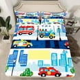 thumbnail image 2 of jejeloiu Cartoon Poloce Car Twin Sheet Sets,Equipment Vehicle Twin Fitted Sheet,Moderb City Flat Sheet For Teens,Luxury Bedroom Decor,3 Pieces, 2 of 7