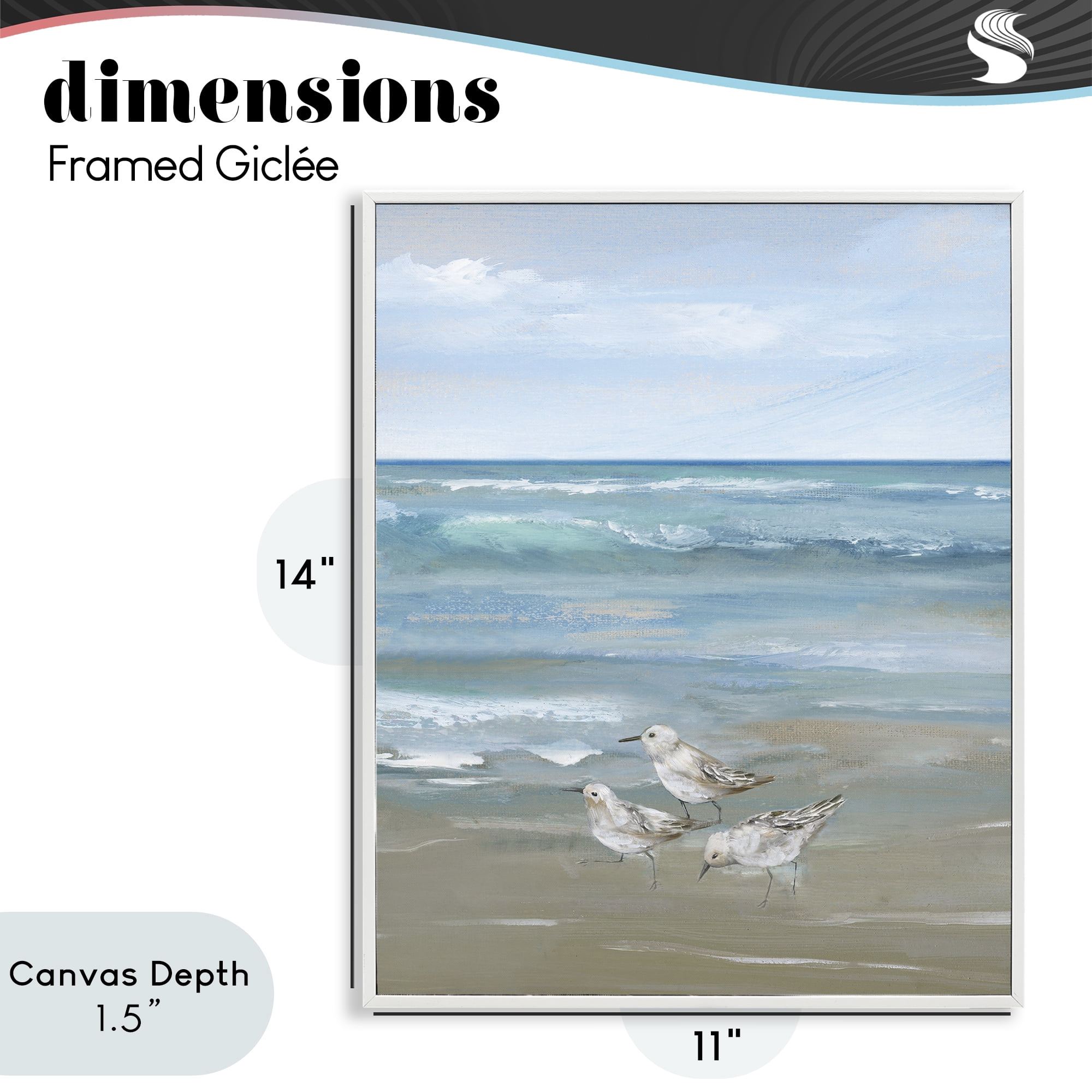 Stupell Industries Sanderlings on Gentle Waves White Framed Giclee Art, design by Nan