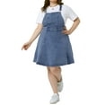 thumbnail image 2 of DARING DIVA Plus Side Adjustable Strap Denim Overall A Line Denim Dress 1X Gray Blue, 2 of 6