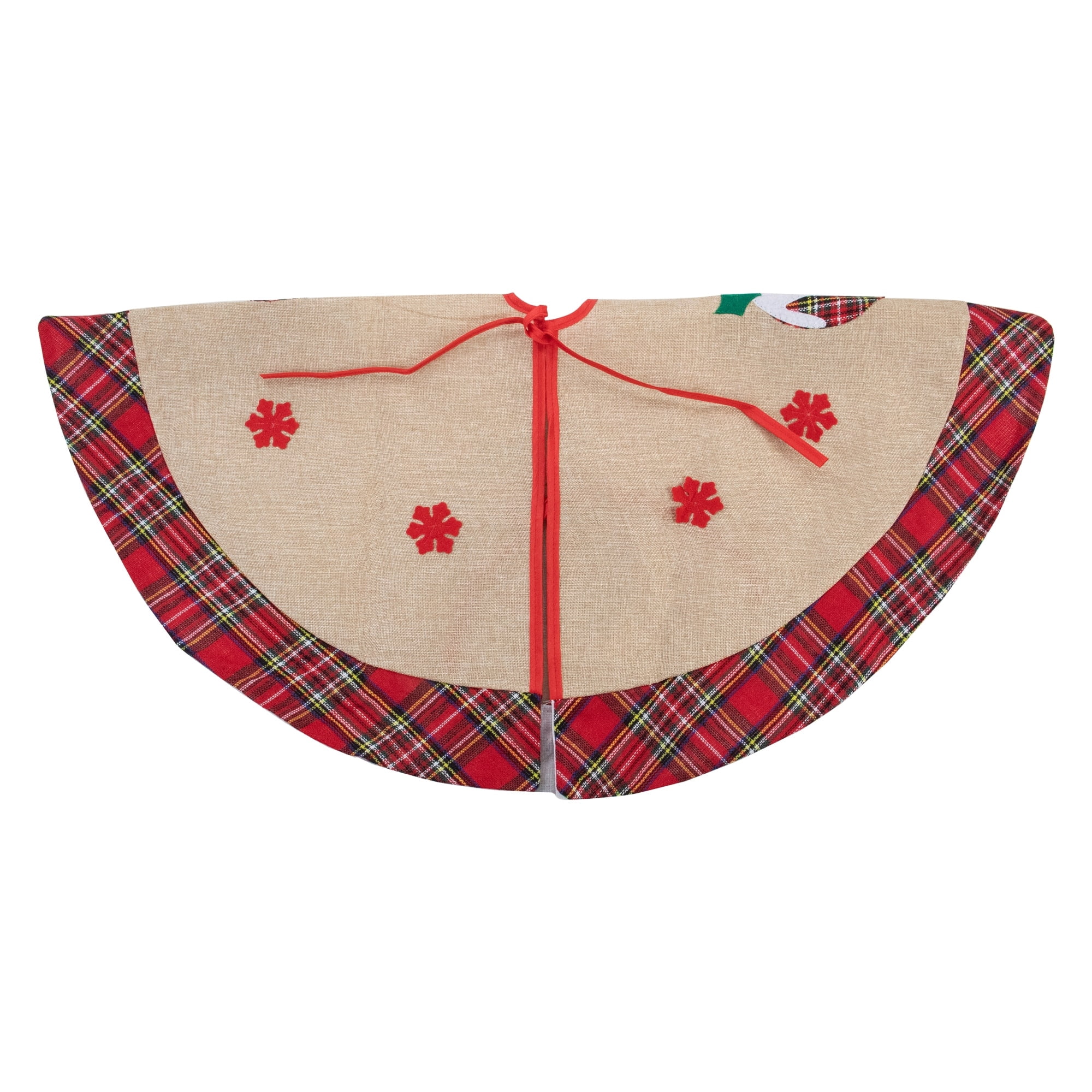 Northlight 48" Burlap Plaid Tree Skirt with Christmas Puddings - 48