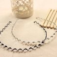 thumbnail image 3 of Diadema ondulada para mujer, antideslizante, brillante, con diamantes de imitación y perla, banda estrecha, antioxidante, elástica, para decoración del cabello, para fiestas, bailes de graduación,, 3 of 8