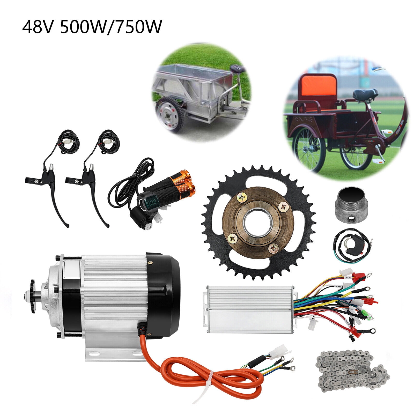 48V 750W Electric 3-Wheel Bike Brushless Motor Kit for Adults Tricycle Trike