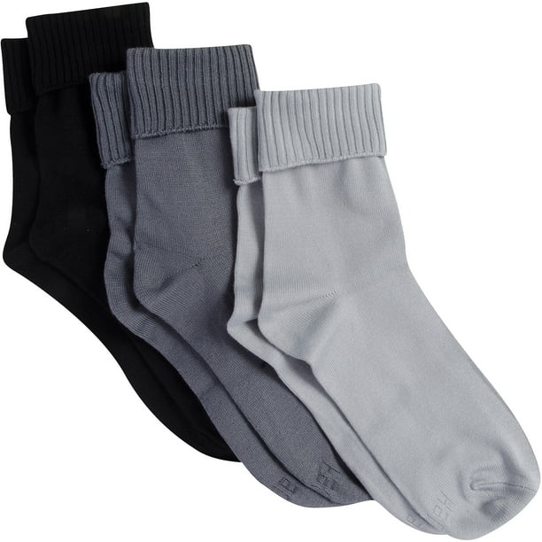 Hanes ComfortSoft Women`s Cuff Socks, 871/3, 911, Grey Assorted