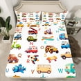 thumbnail image 2 of Homewish 26 Letters Alphabet Full Size Sheets,Colorful Transport Vehicles Bed Sheets,Cartoon Rocket Car Sheet Sets For Boys Kids,Super Cozy Room Decor,4pcs, 2 of 7