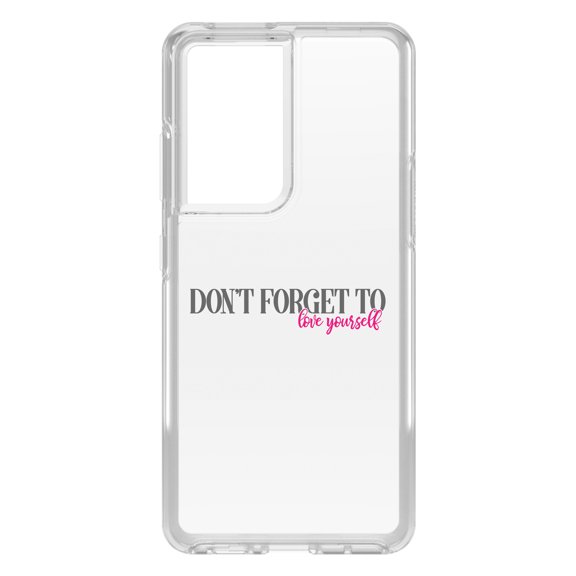 DistinctInk Clear Shockproof Hybrid Case for Galaxy S21 ULTRA 5G (6.8" Screen) - TPU Bumper Acrylic Back Tempered Glass Screen Protector - Don't Forget to Love Yourself