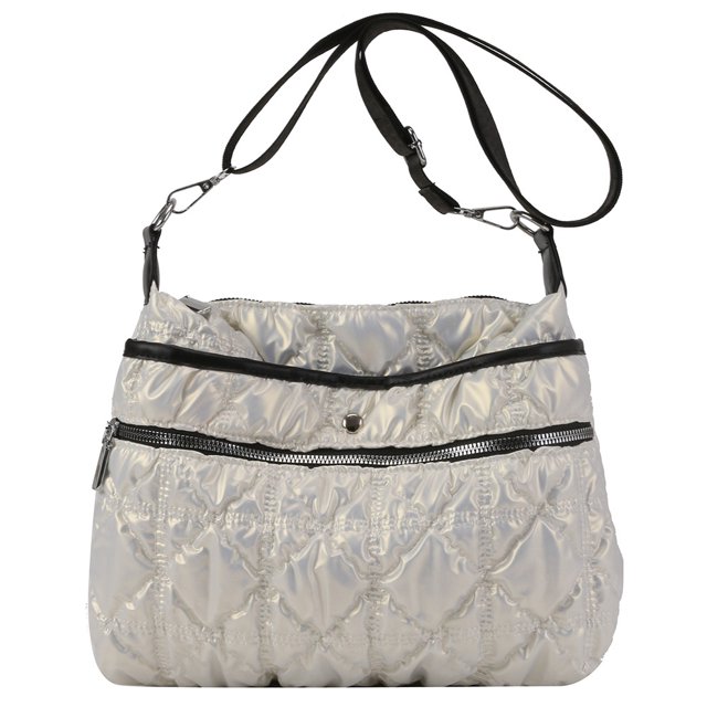 Bolso bandolera informal para mujer, bolso de costura de nailon para viaje de compras (beige)