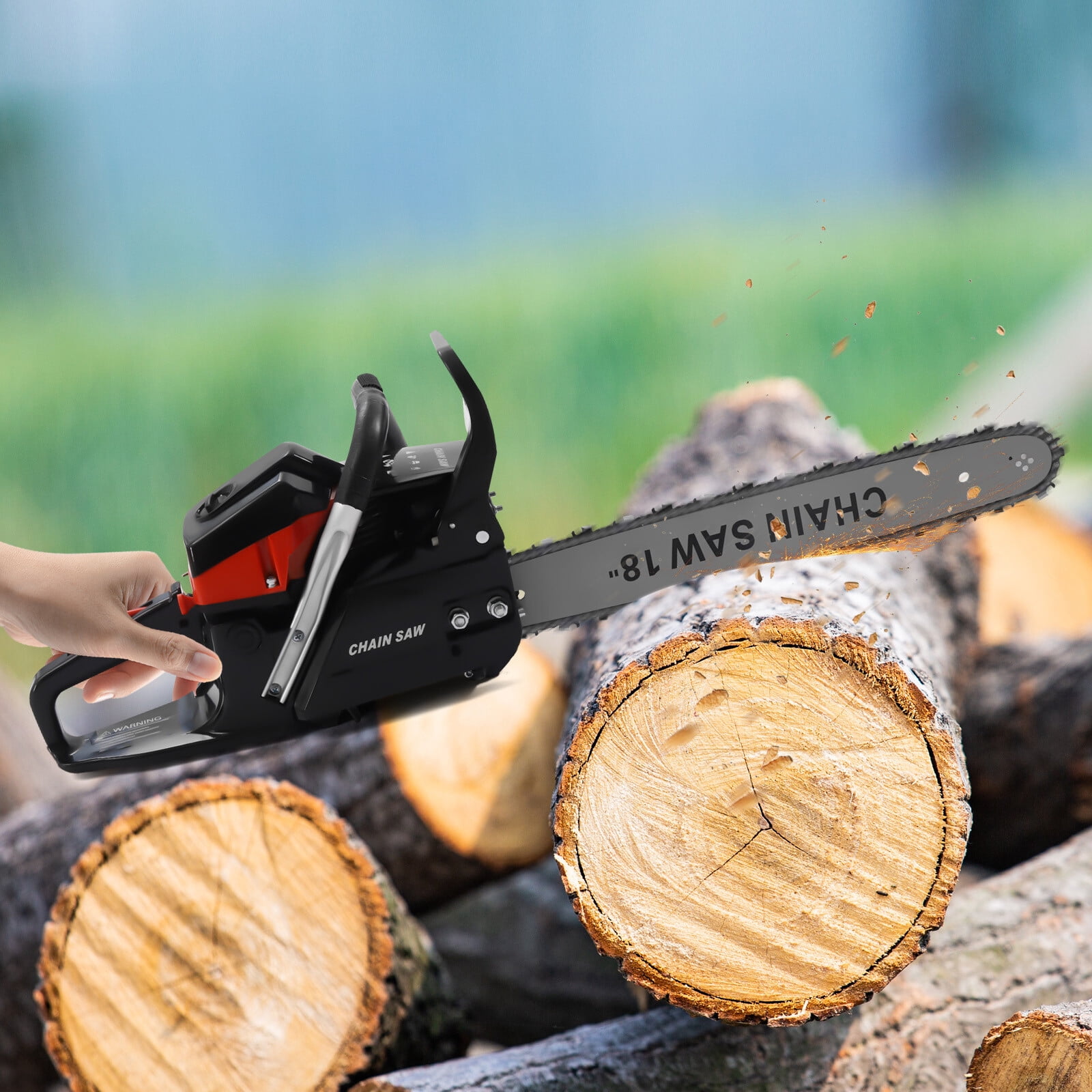 18 Inch Gas Chainsaw, 58cc Gasoline Chainsaw Gasoline Powered Chain Saw Engine Cycle Gasoline Chain Saw Power Head Red