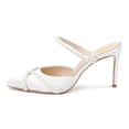 thumbnail image 3 of XYD Women Graceful Embellished Crisscross Straps Pointed Toe Slides Mules Stiletto High Heel Sandals Dressy Shoes Size 10 White, 3 of 4