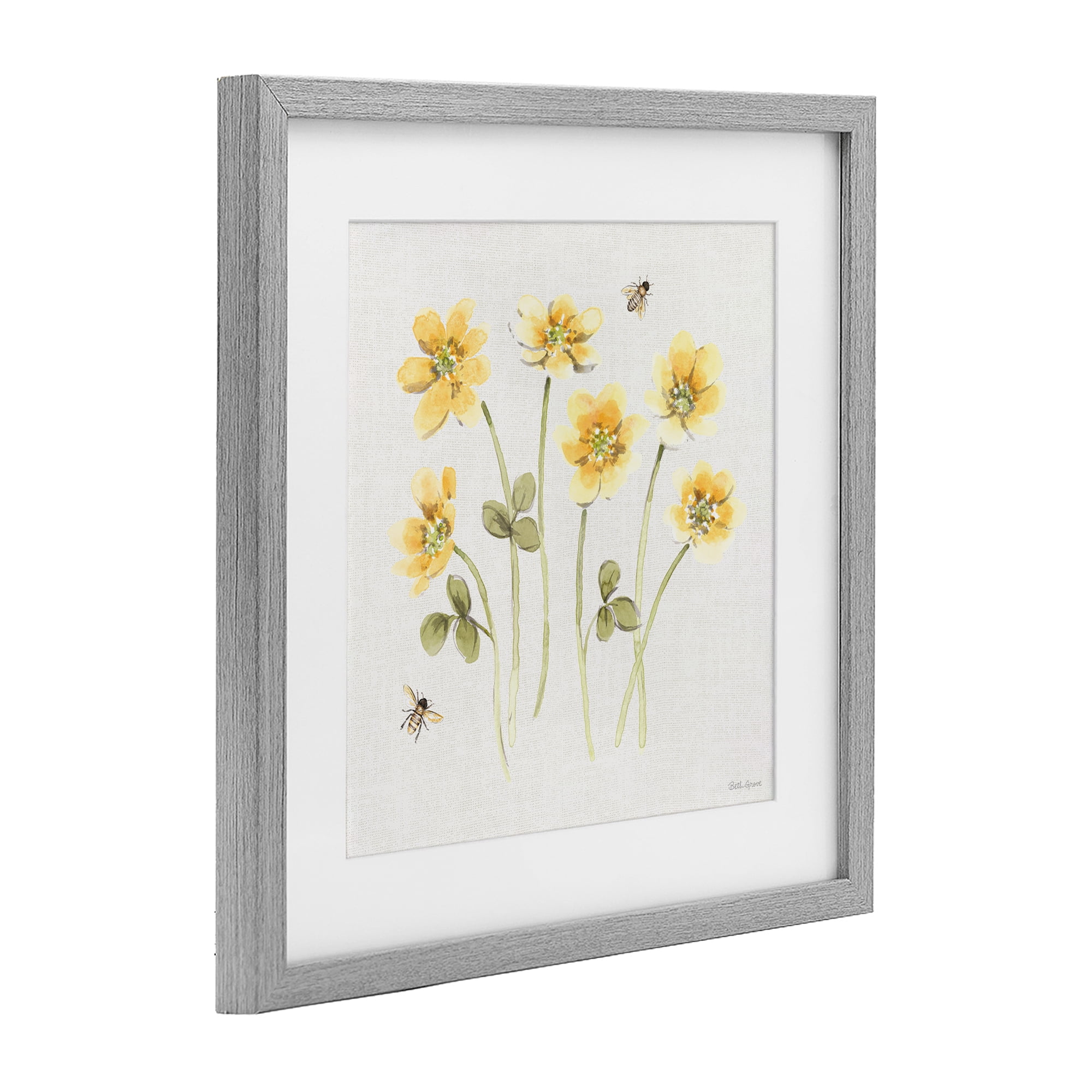 Stupell Industries Sweet Honey Wildflowers Gray Framed Print Under Glass, design by Beth Grove