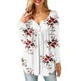 thumbnail image 1 of JustVH Women Long Sleeve Round Neck Buttons Down Casual Shirts Blouses, 1 of 3