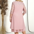 thumbnail image 6 of IBTOM CASTLE Women Plus Size Half Sleeve Floral Mesh Sleeve Wedding Guest Dress Round Neck Embroidered Cocktail Party Chiffon Midi Dress 2XL Pink, 6 of 7