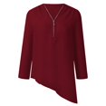 thumbnail image 3 of yunLCZ Womens Long Sleeve Shirts Button Women Ladies Clothing Loose Shirt Chiffon Zipper Long Sleeves Slanted Hem Plus Size Tops Spring Summer Outfits 4514, 3 of 3