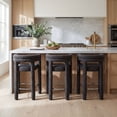 thumbnail image 4 of Dayalane 26" Counter Height Bar Stools Set of 3, Modern Sherpa Barrel Barstools with Back and Armrests, Stainless Steel Footrest for Kitchen Island, Black, 4 of 10