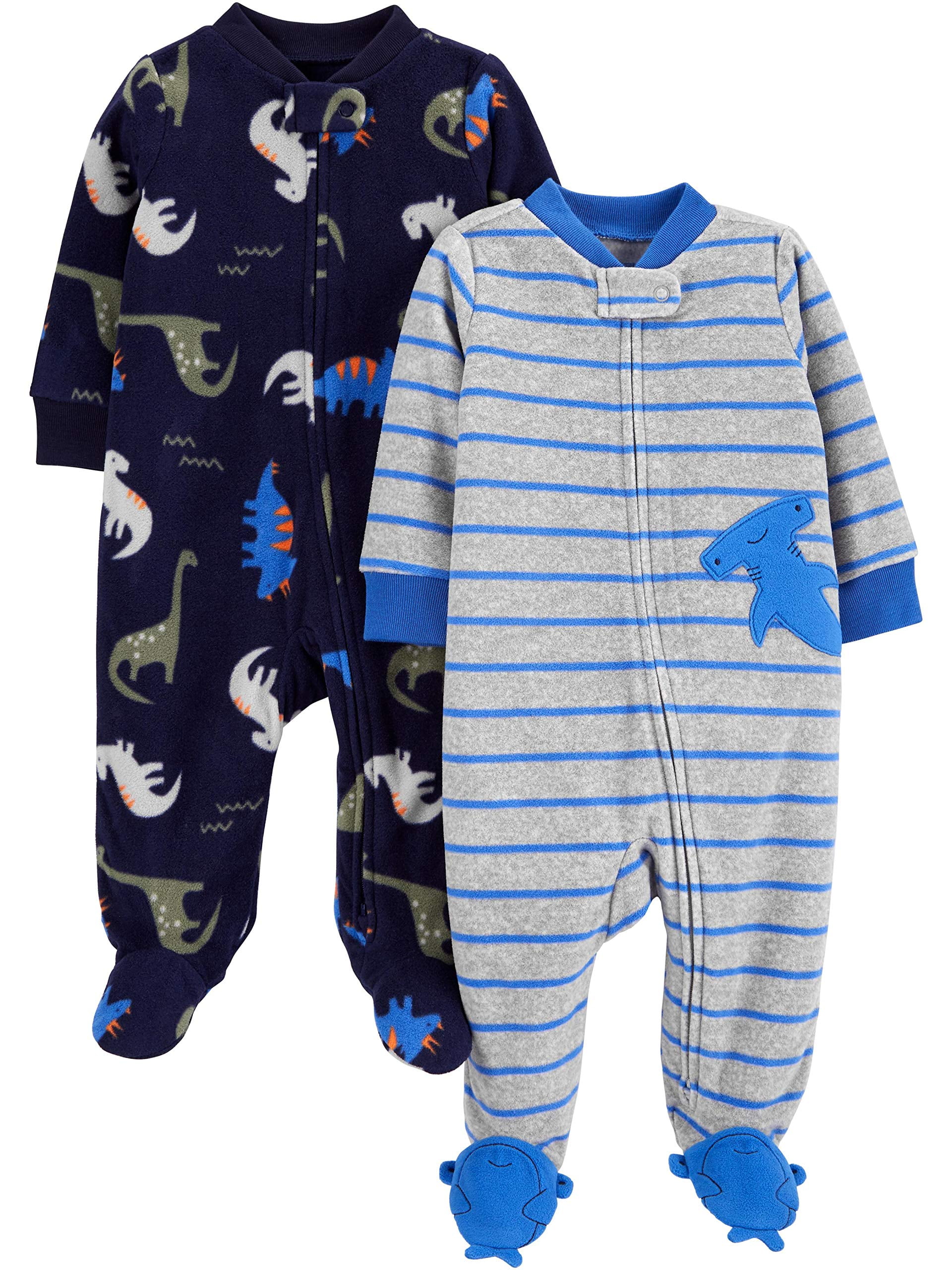 Simple Joys by Carter's Unisex-Baby 2-Pack Christmas Fleece Footed Sleep and 