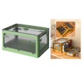 thumbnail image 3 of Decorative Foldable Storage Box Container Dust Stackable Space Saving with Lid Transparent for Office Wardrobe , green, 3 of 8