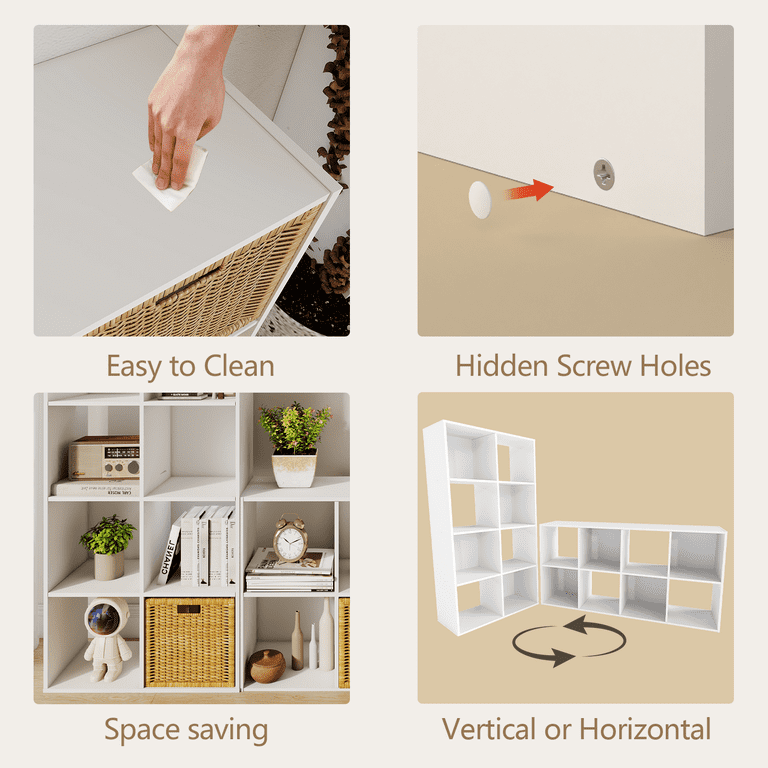 Prilinex Stackable 8 Cube Storage Organizer - Wood Cube Shelf Fits