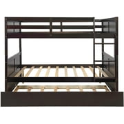 Harper & Bright Designs Pine Wood Bunk Bed Removable, Full-Over-Full, Espresso