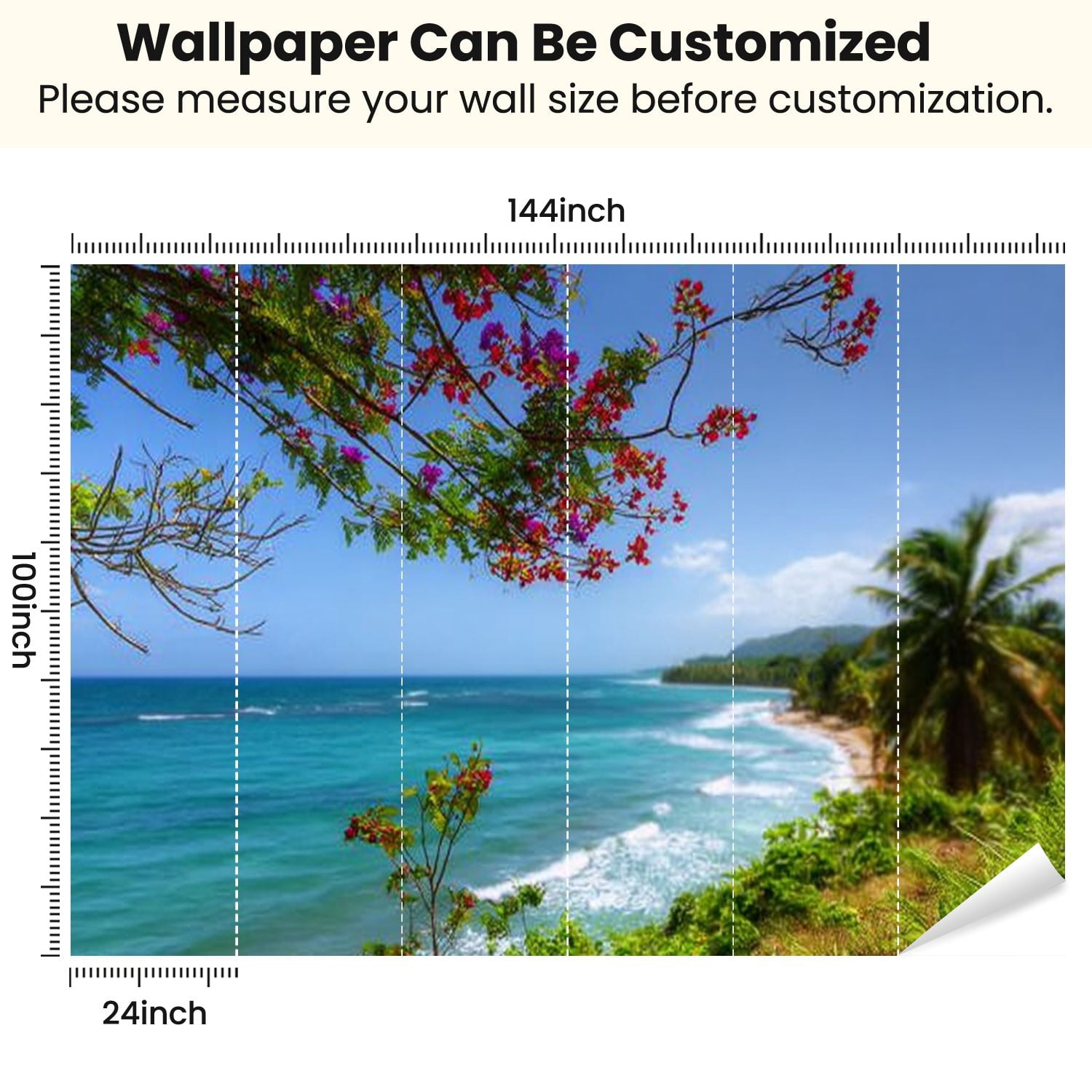 Peel and Stick Wallpaper Tropical Puerto Rico Modern Art Wall Mural Decor Self Adhesive and Removable 100in x 144in