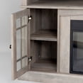 thumbnail image 6 of Electric Fireplace TV Stand for 65" TV, Farmhouse TV Stand for Living Room with Adjustable Shelves and Glass Doors, Media Console with Wireless Remote Control Virtual Flame Fireplace, Gray, 6 of 12