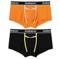thumbnail image 2 of TANBOM Men's Underwear Boxer Brief Bamboo Viscose Comfortable Underpants 2 pack (Black/Orange, Regular M), 2 of 6